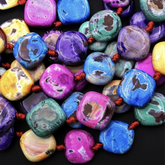 Hand Crafted Multicolor Stone Bracelet 12mm Rainbow Agate - Picture 6 of 7